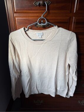 J. Crew Oatmeal colored balloon sleeve cashmere blend sweater